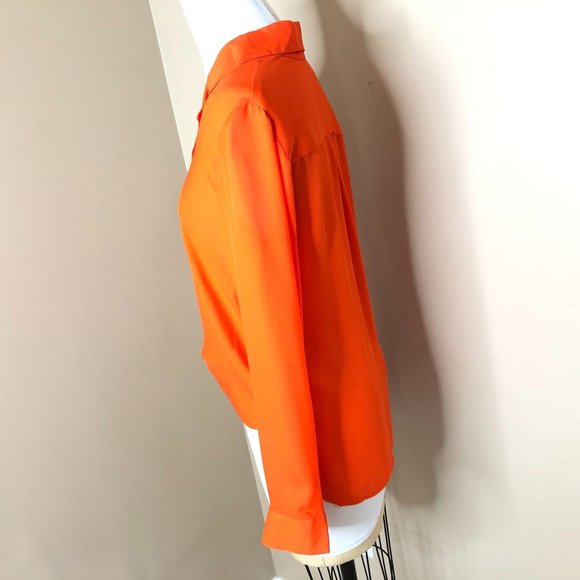 L'Agence Rita Draped Faux Wrap Silk Carrot Orange Blouse Top - Picture 4 of 14